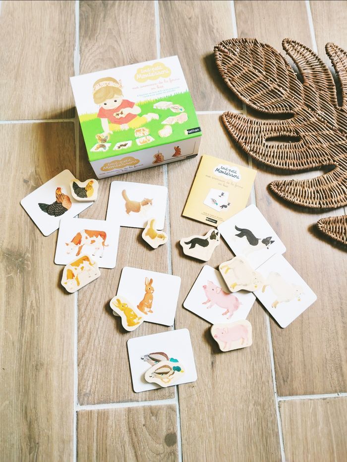 🐮Jeu d'association Montessori Les animaux de la ferme en bois marque Nathan
