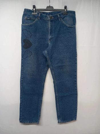 Jeans taille haute Lee vintage imprimé playboy bleu foncé en coton