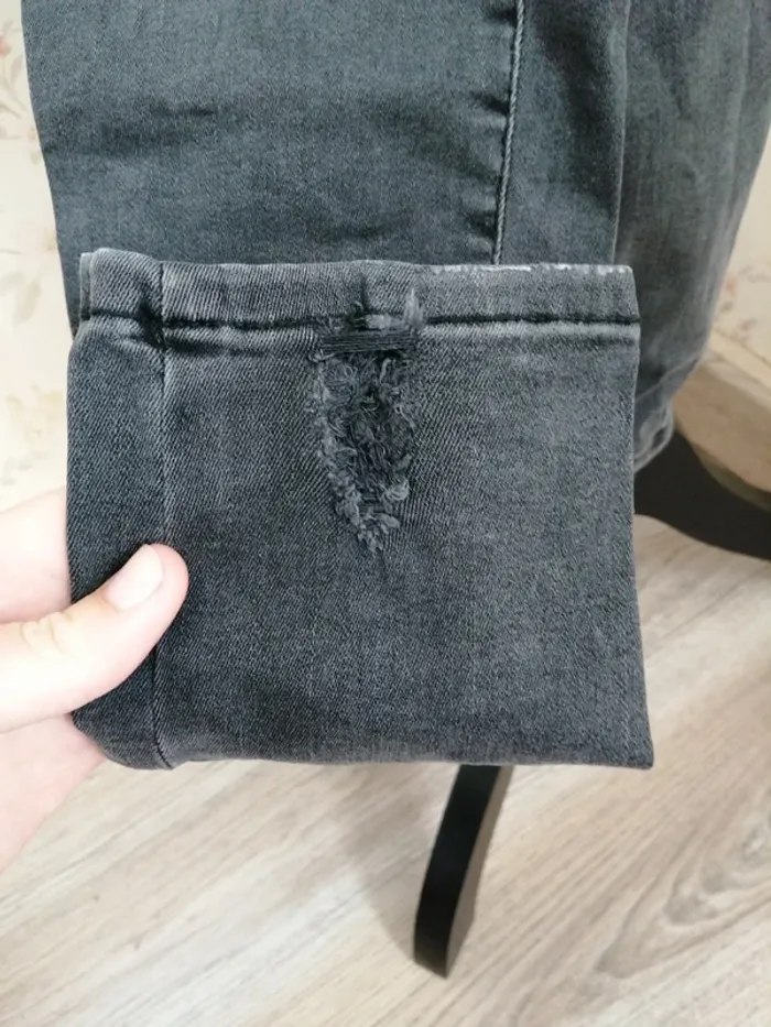 Jeans gris foncé high waist skinny avec détails déchirés aux chevilles / tally weijl / (40) - photo numéro 5