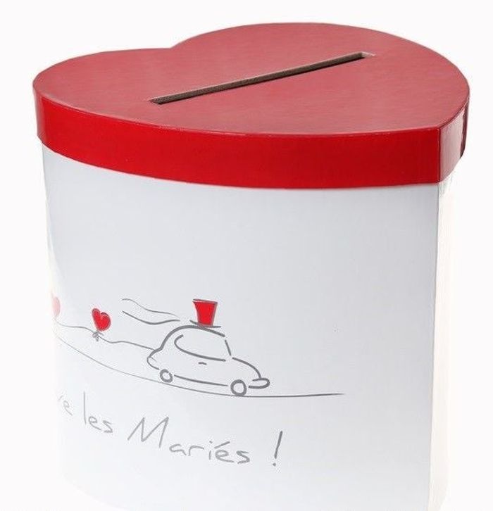 Urne en forme de coeur rouge et blanche