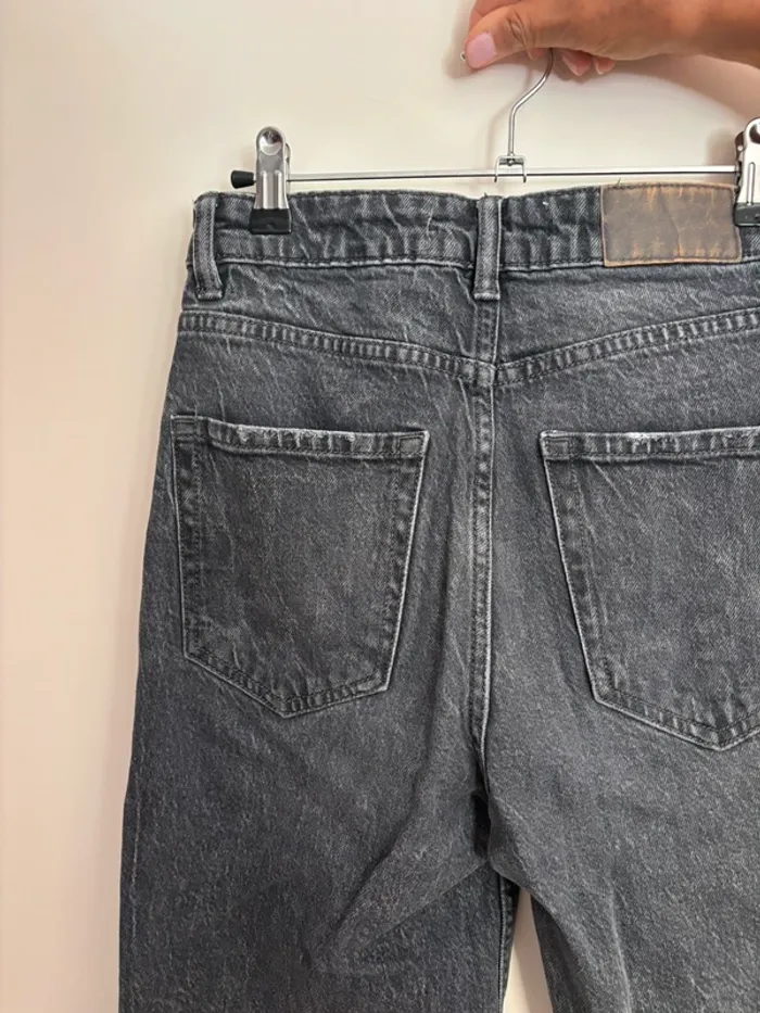jean gris taille haute mom zara taille 36 - photo numéro 4