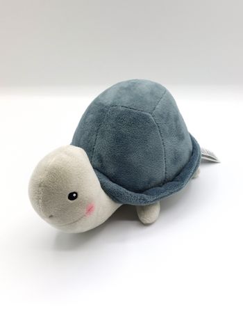 Peluche doudou tortue gris vert bleu H&M HOME joues roses environ 22 cm