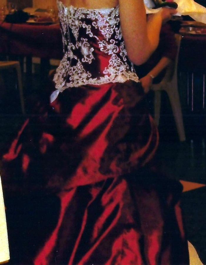 Robe de Mariée ivoire et bordeaux jupon et cerceau - photo numéro 2