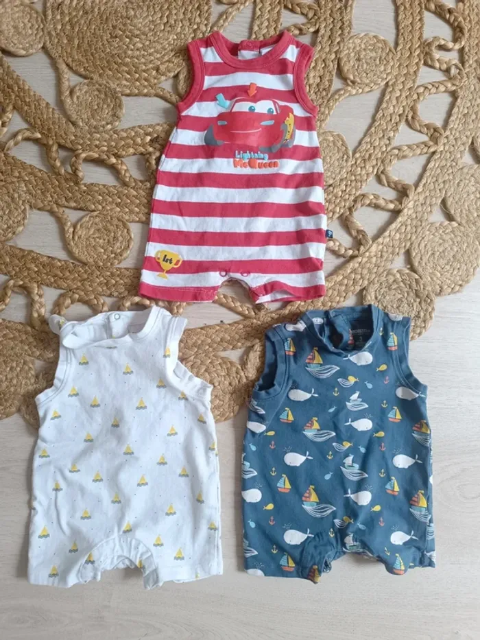 Lot de 3 barboteuses garçon 3 mois