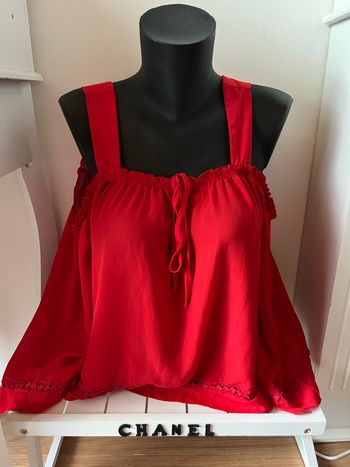 Blouse épaules dénudées rouge Boohoo T38 TBE 🌹
