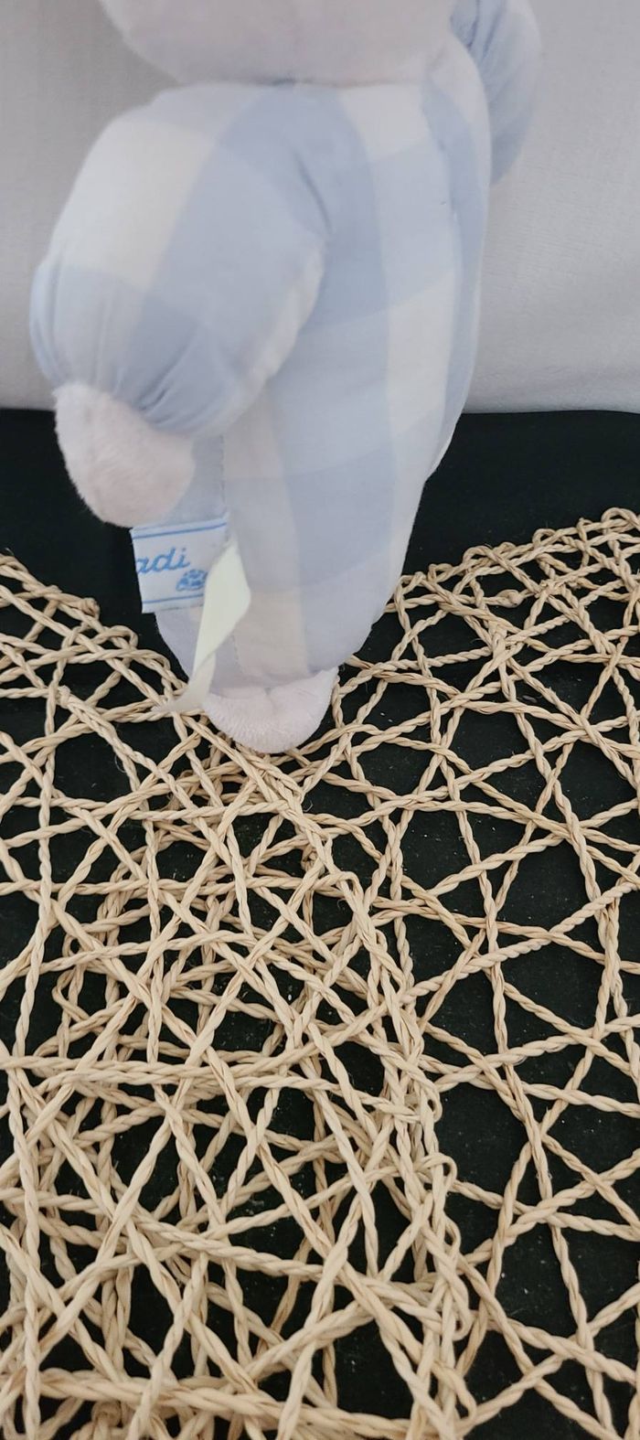 Doudou lapin blanc bleu BEBE JACADI - photo numéro 2