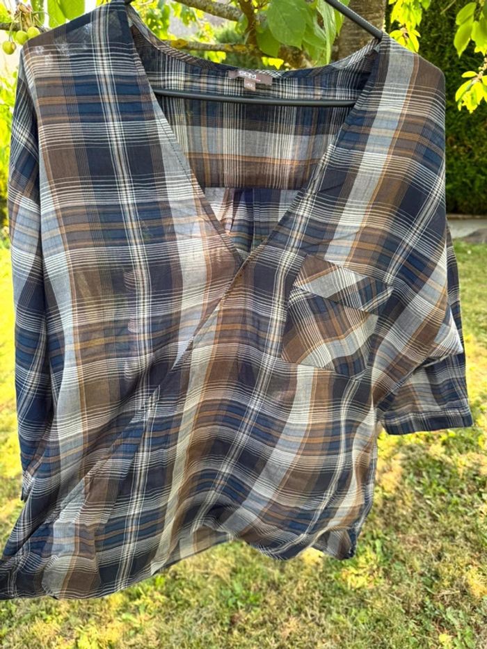 Blouse 3/4 à carreau || grain de malice || XL - photo numéro 3