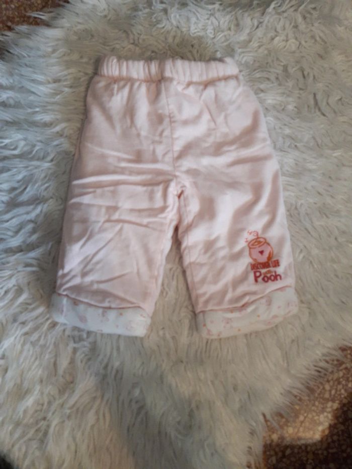 Pantalon velour doublé rose Disney 6M
