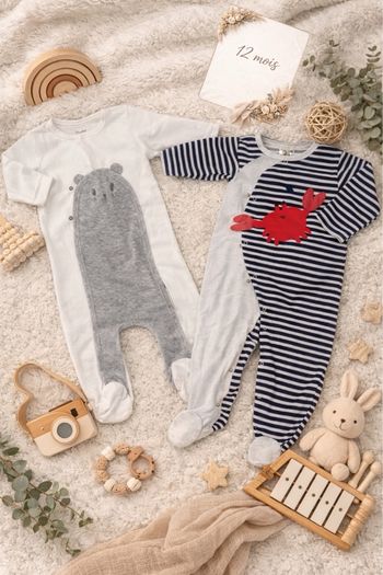 Pyjamas polaires, ouverture devant mixte - T12mois - Zeeman et Kimbaloo 