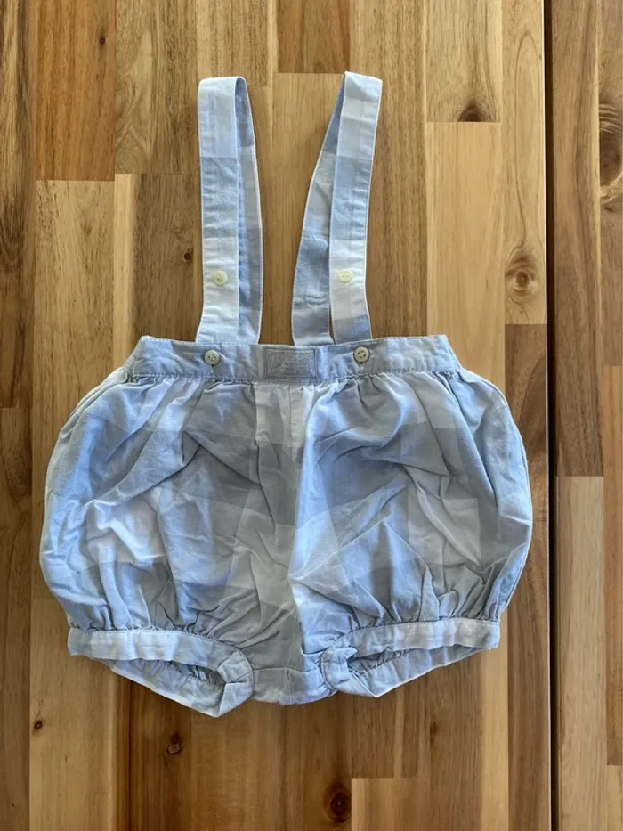 Salopette short boule petit bateau gris et crème
