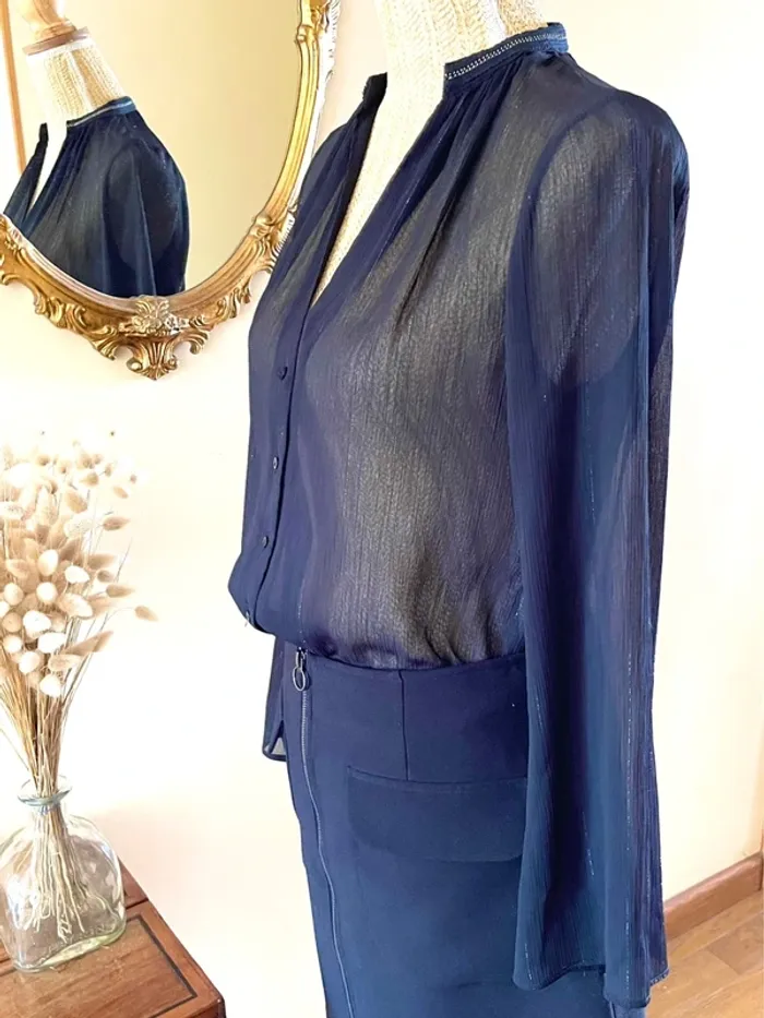 Sublime blouse chemise manche longue noir fluide Zara taille XS - photo numéro 2