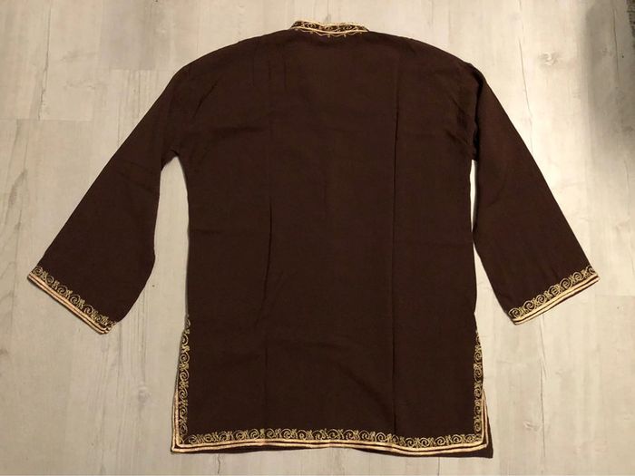 AN9- Blouse marron longue brodée TXXL (44-46) portée 1 fois - photo numéro 10
