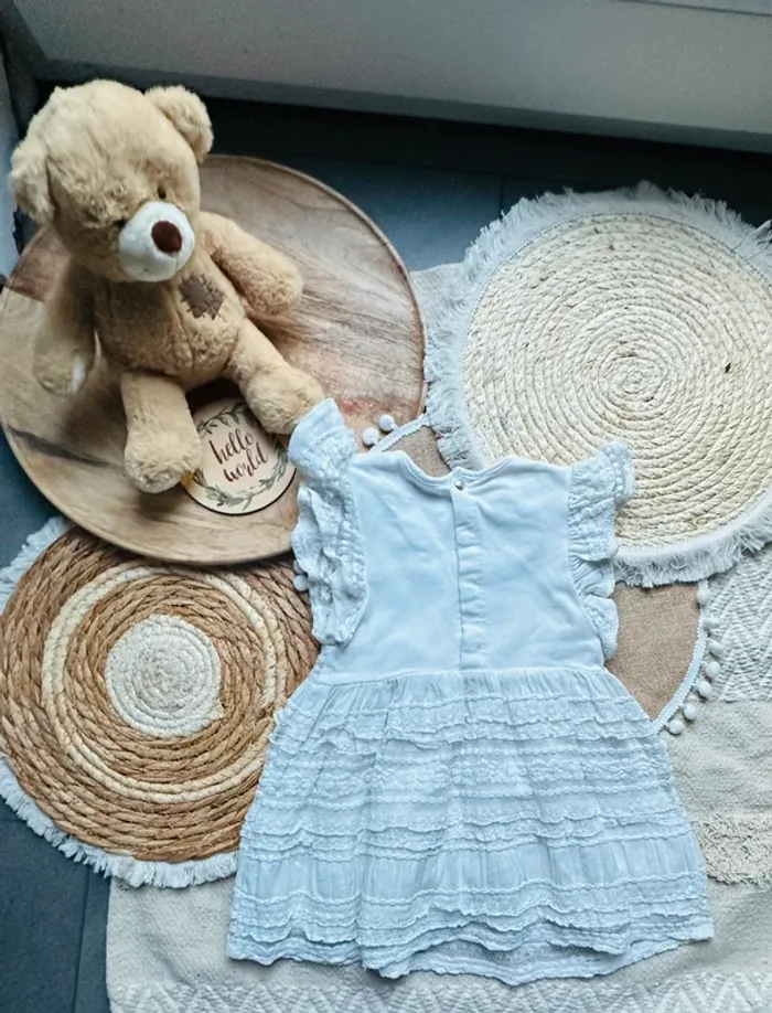 Robe blanche volantée 18 mois / 80cm IKKS - photo numéro 2