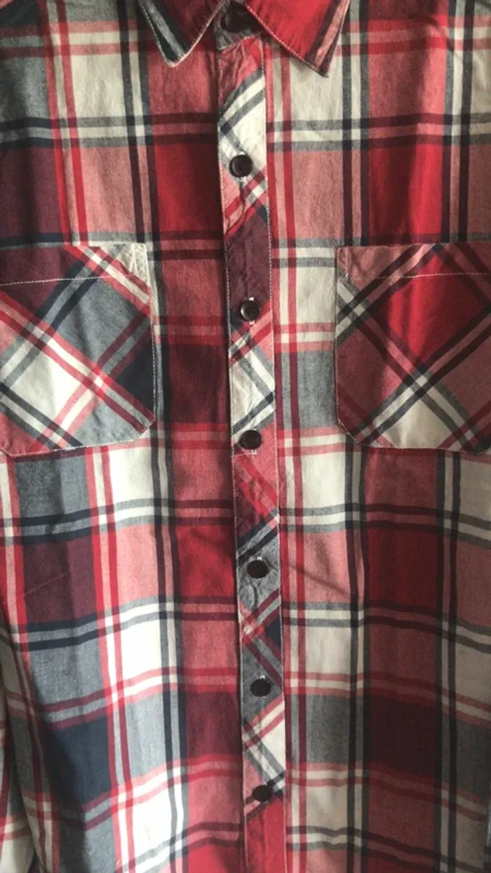 Chemise à carreaux rouge Homme - photo numéro 3