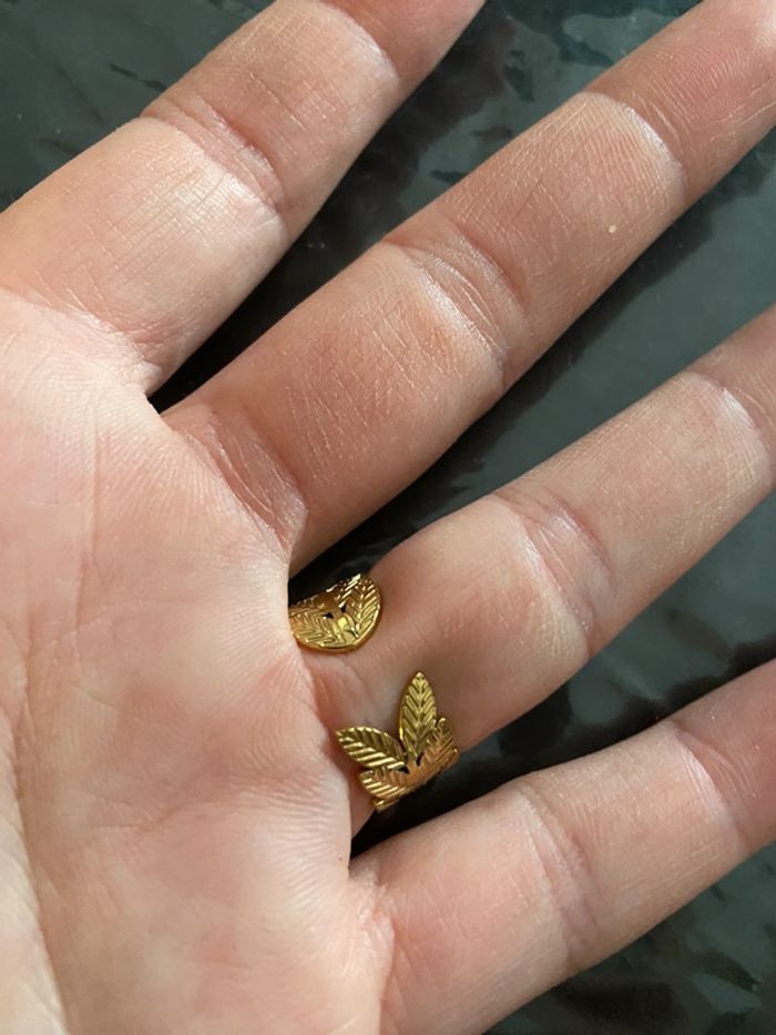 Bague feuille en acier inoxydable - photo numéro 3