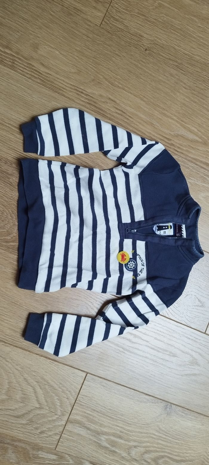 Sweat rayé bleu marine et blanc Sergent Major - 6 ans