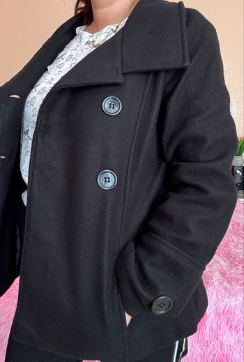 Caban noir élégant femme T42/44 – chaud et chic pour l’hiver