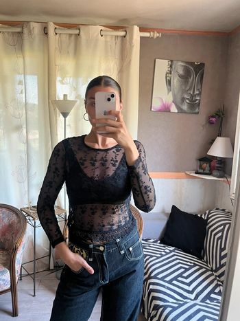 Top dentelle transparent vintage fleurie y2k 2000yer Ibiza core