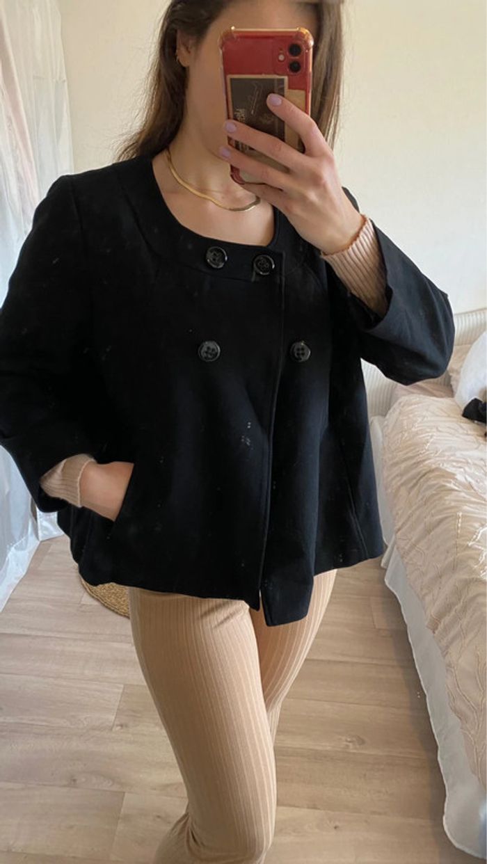 Veste cape noir à boutons Cyrillus - photo numéro 2