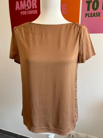 Blouse manches courtes Effet Soie Col échancré marron glacé Tara Jarmon