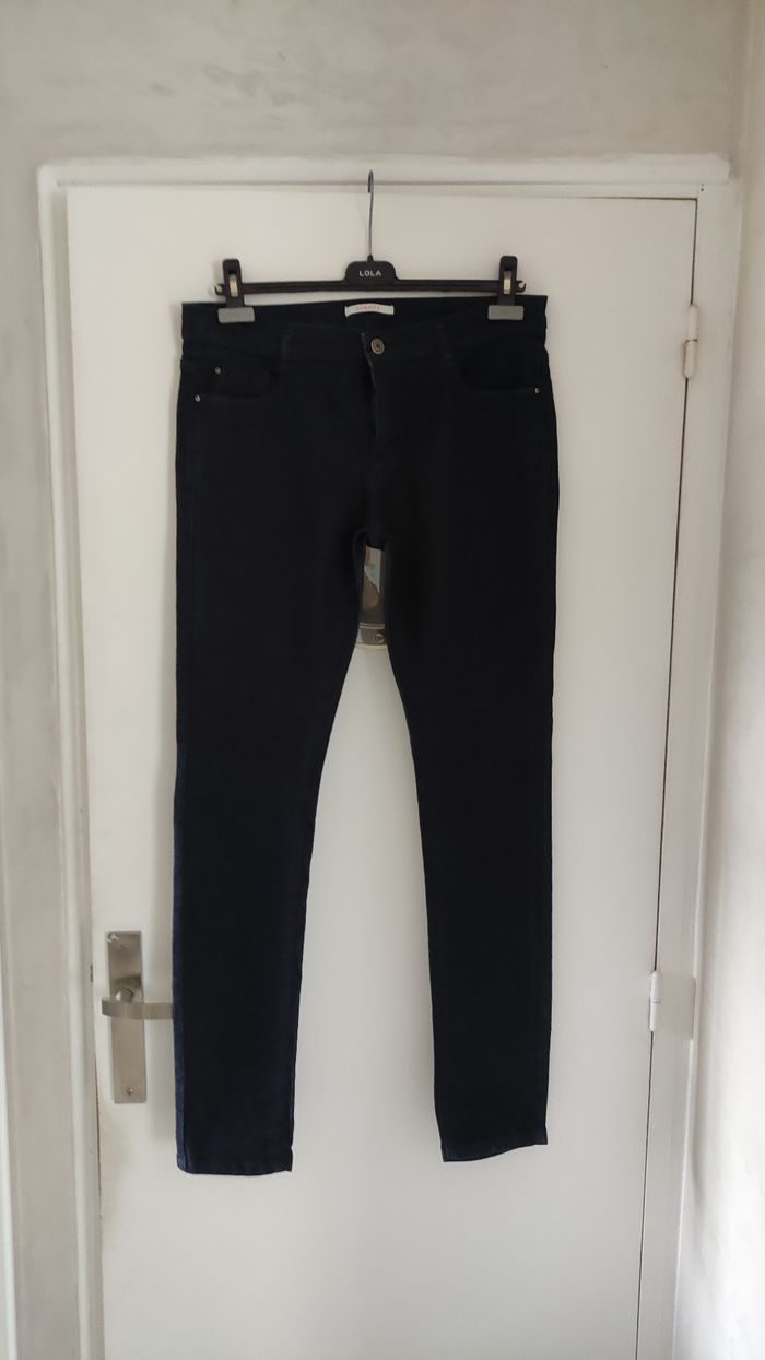 Pantalon femme jeans marque camaïeu taille 42 couleur bleu marine