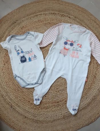 Lot pyjama fin et body Petit Béguin 9 mois