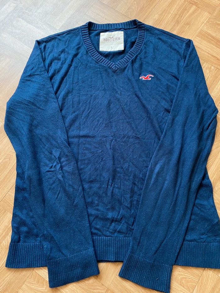 Sweat pull fin bleu marine Hollister - photo numéro 2