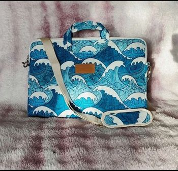 Sac sacoche bandoulière d'ordinateur bleu vague Hokusai ajustable original 15,5 "pouces