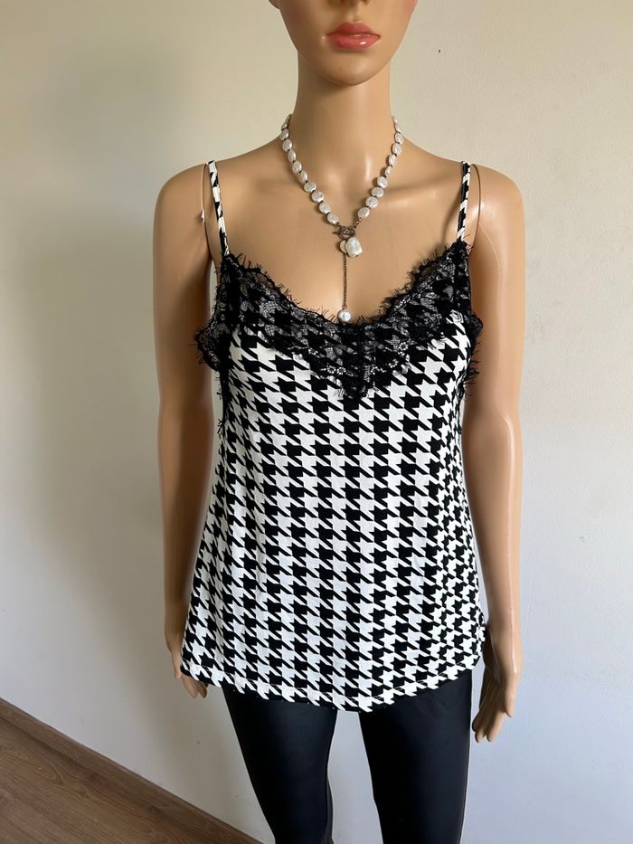 Débardeur noir et écru Amisu taille XS comme neuf