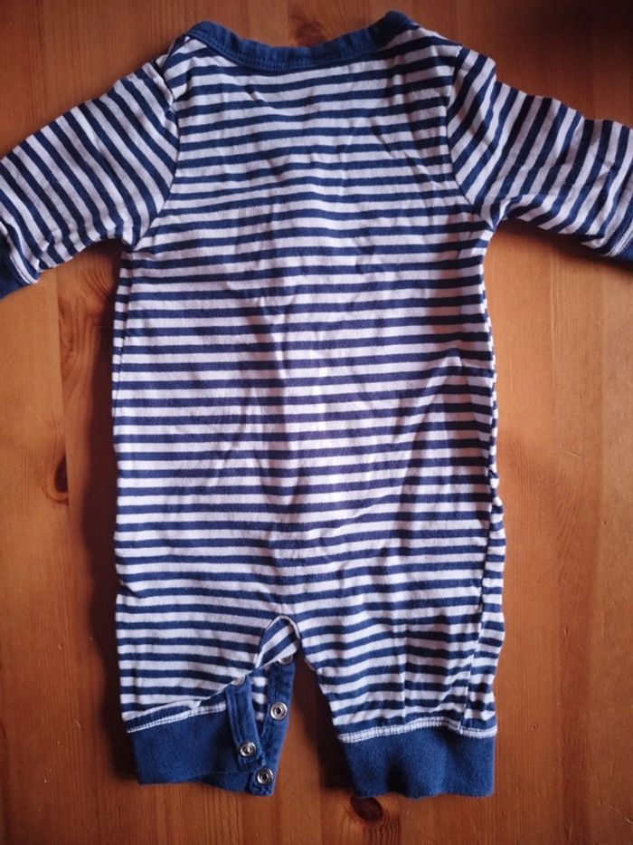 Pyjama bébé rayé bleu et blanc taille 1 mois - photo numéro 2