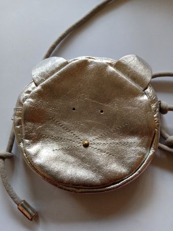 Petit sac chat cuir argent