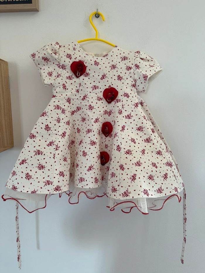 Robe de cérémonie fille blanche et rouge