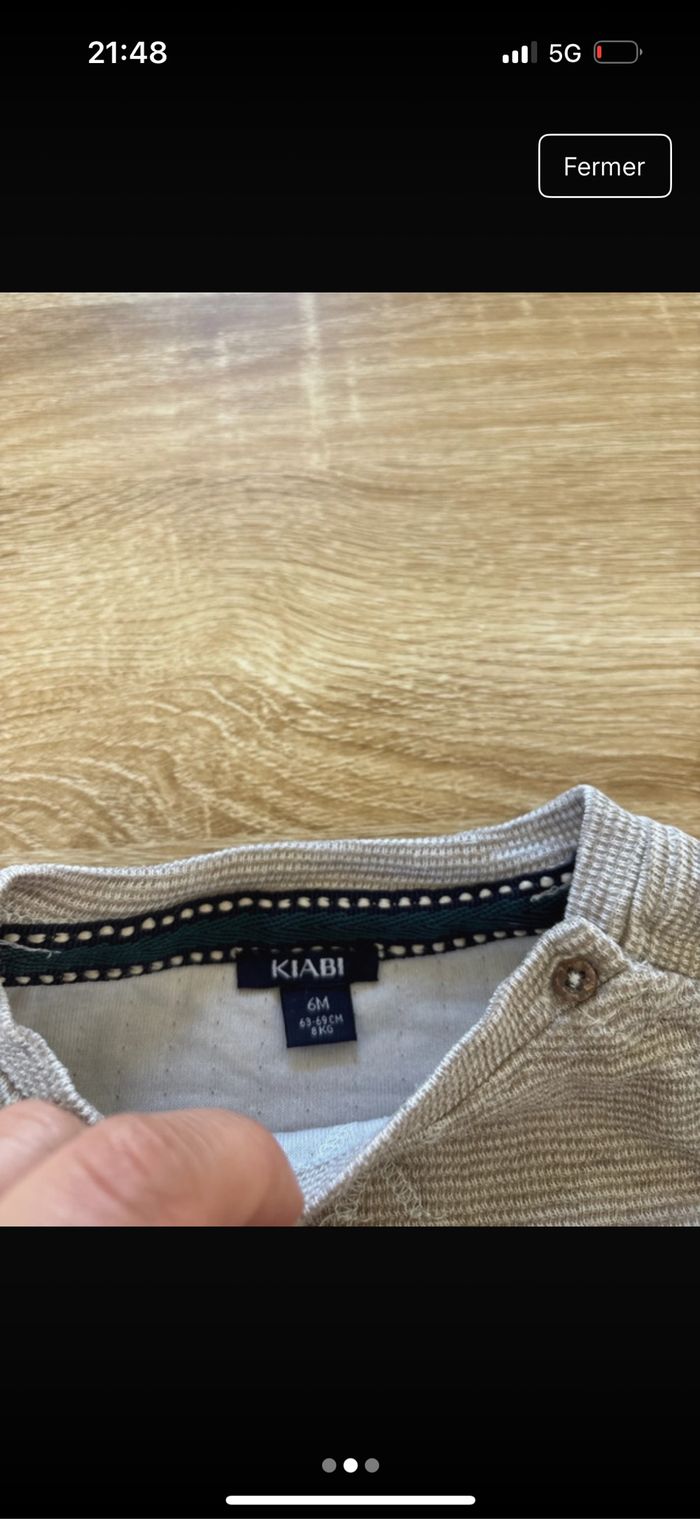Pull fin marron et blanc 6 mois Très bon état Kiabi - photo numéro 3