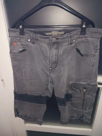 Bermuda cargo en jean gris style vintage taille 40