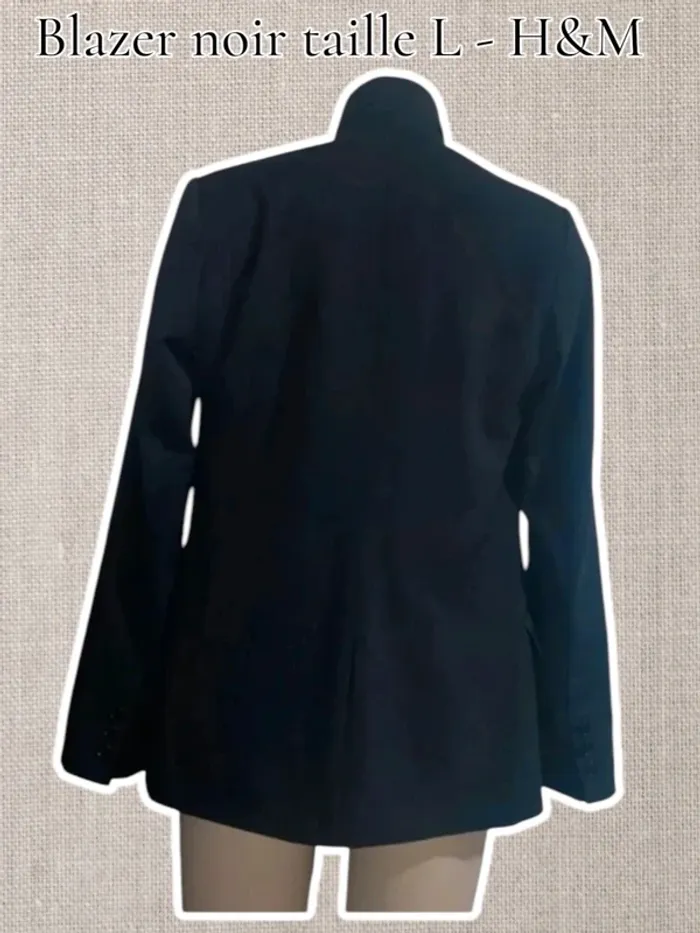 🤩 Magnifique Blazer noir taille L - 3 poches extérieurs + 1 intérieur Rembourrée aux épaules - H&M 🤩 - photo numéro 5
