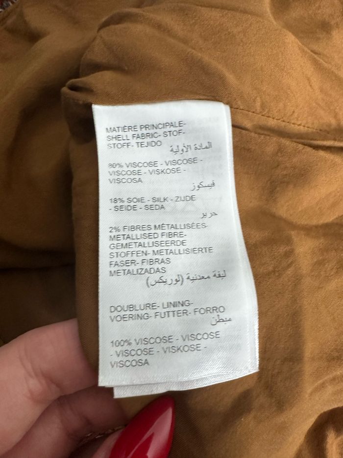 Blouse en soie Paisley marron et dorée Maison 123 T44 XXL - photo numéro 9