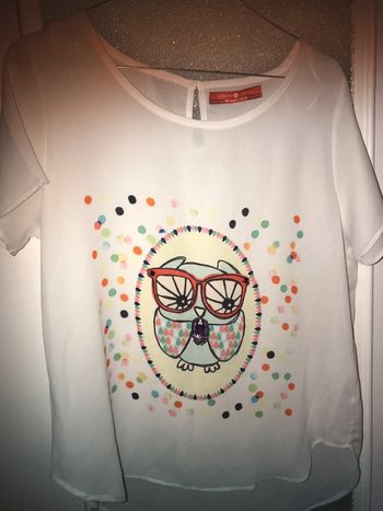 haut blanc hibou chouette taille 1