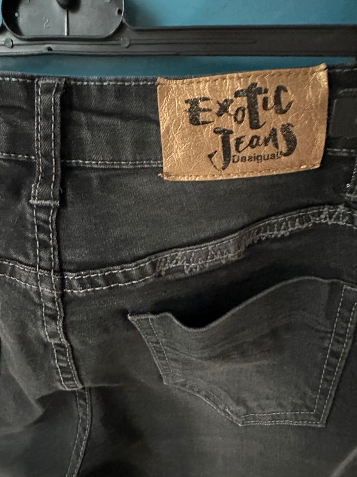 Jeans Slim noir effet usé taille 36 Desigual bas brodé et zip - photo numéro 10