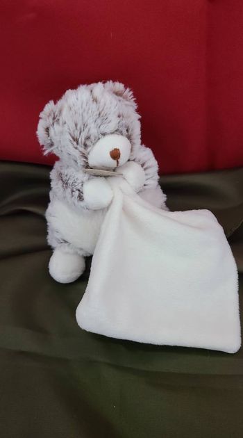 Peluche mouchoir ours BABY NAT' Les Flocons gris