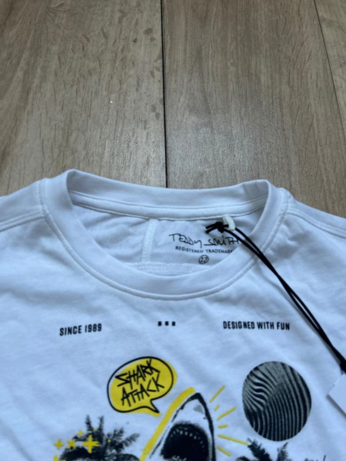 T-shirt blanc Teddy Smith  over size shark attack 12ans - photo numéro 3