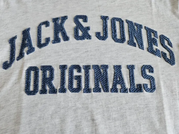 T-shirt à manches courtes homme - Taille M / 38 - Jack & Jones - Gris brodé bleu - photo numéro 8