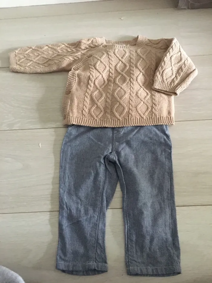 Ensemble pantalon à bretelles + pull 9 mois pat et ripaton - photo numéro 13