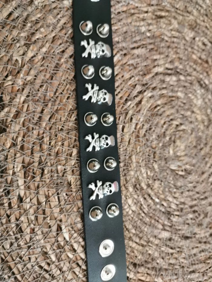 Bracelet style punk années 80 tête de mort - photo numéro 2