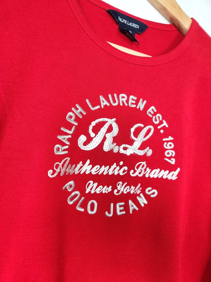 T-shirt Manches Longues Ralph Lauren Rouge - Taille XL Enfant (16 ans) - photo numéro 2