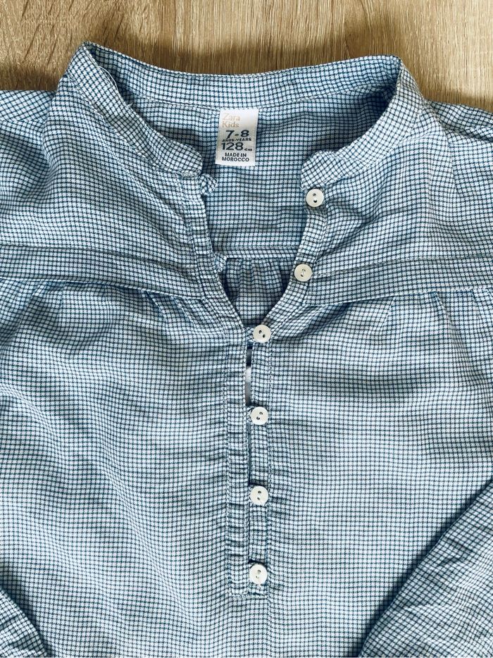 Robe à carreaux bleus avec dentelle – Zara Kids fille 8 ans - photo numéro 2