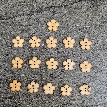 Lot de 16 boutons fleurs en bois
