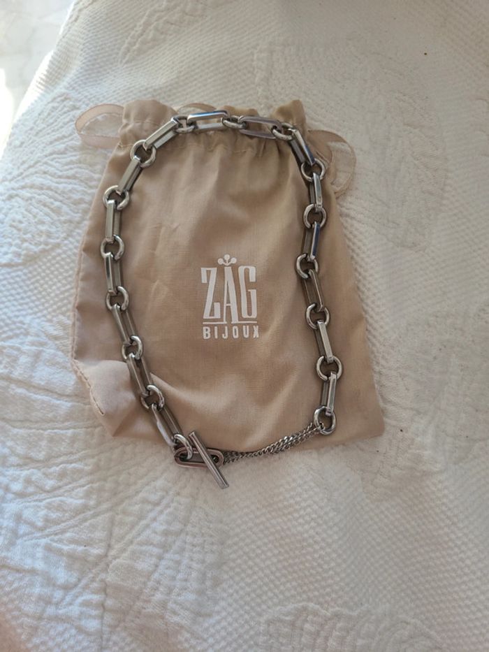 Collier zag argenté neuf