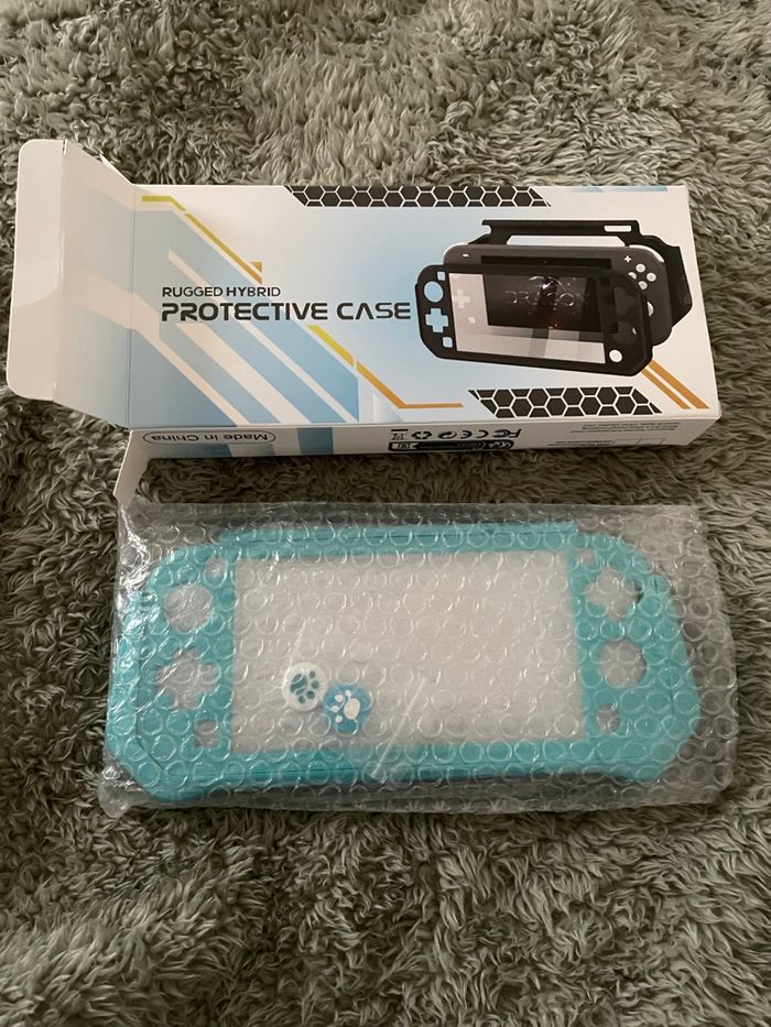 Coque pour Switch Lite bleu turquoise avec protège joysticks - photo numéro 5