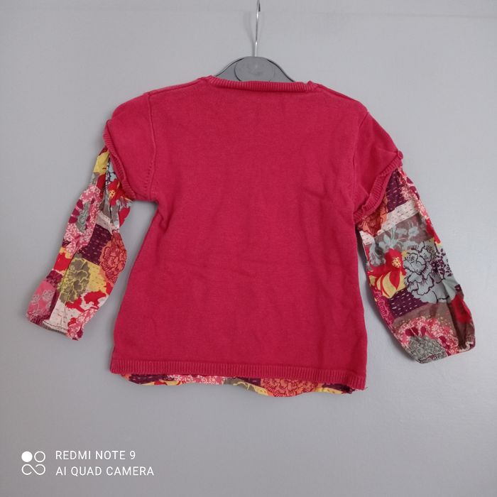 Pull rouge bi-matière 2ans - photo numéro 6