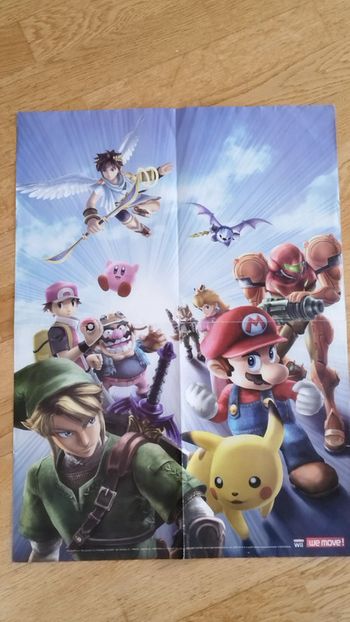 Grand Poster Super Mario Bros Metroid Pokemon Zelda Link Nintendo WII vintage